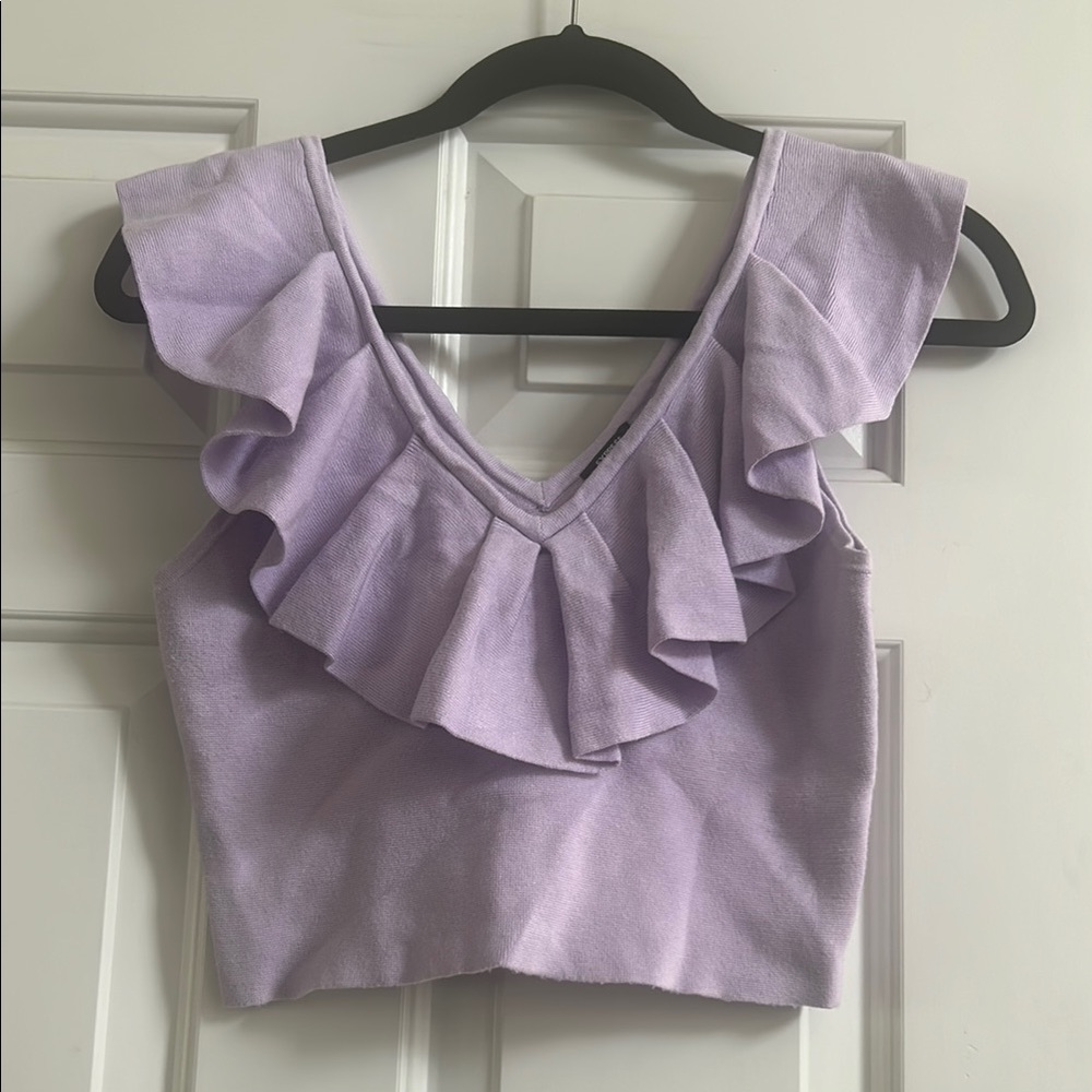 Lavender Ruffle Sleeveless Top